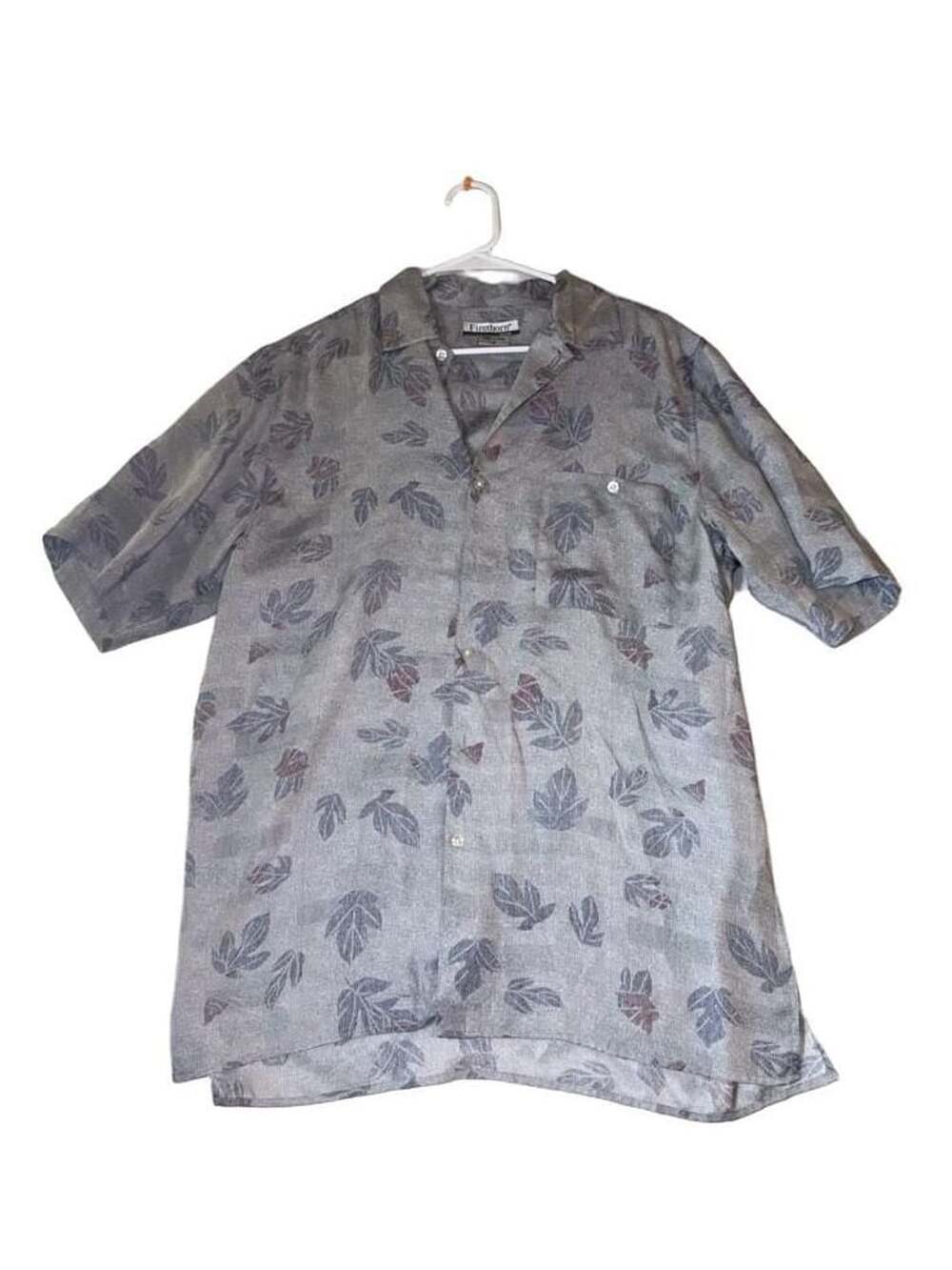 100% Silk Firethron leaf pattern men’s shirt